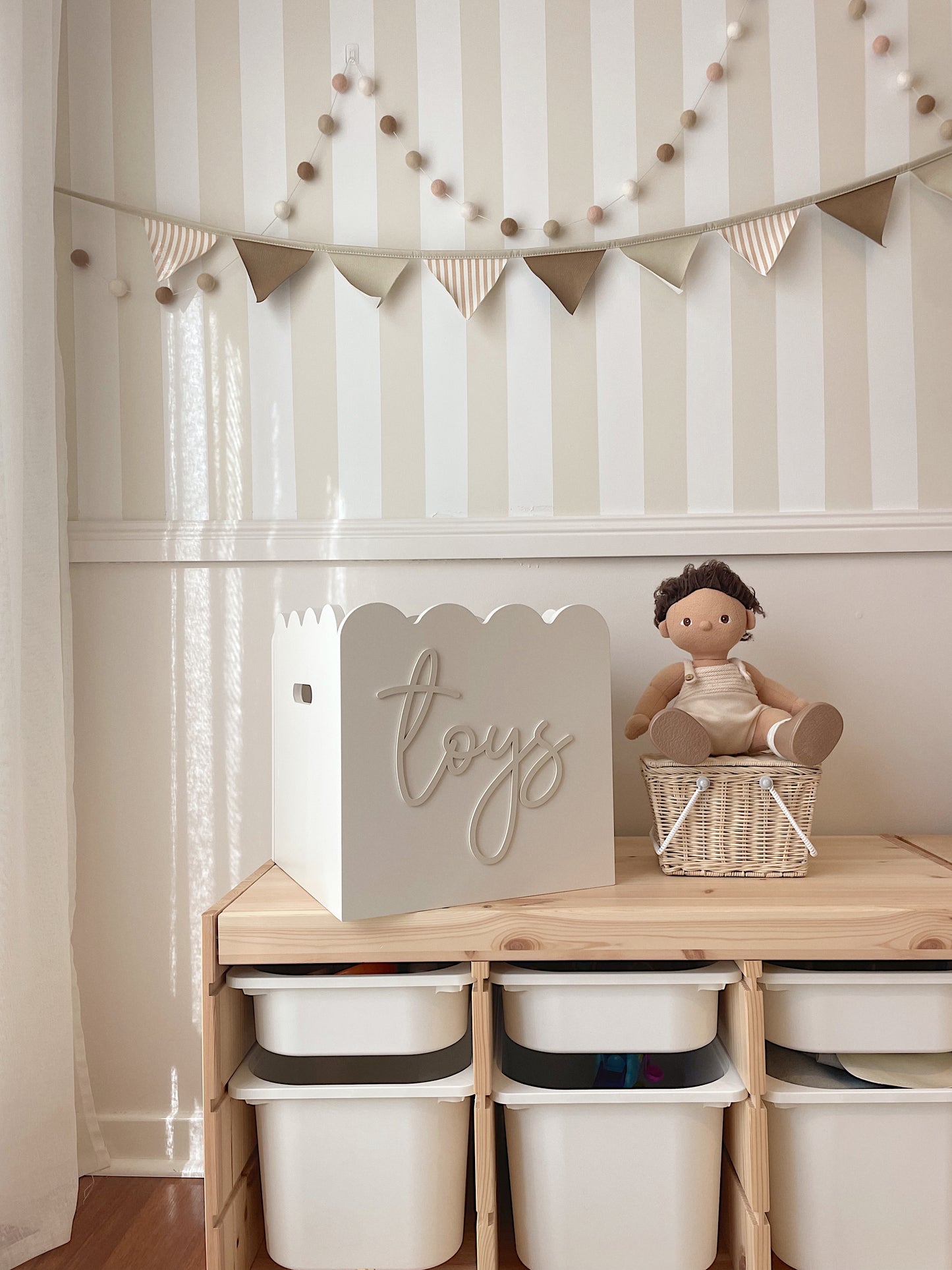 Beige Teddy Toy Box