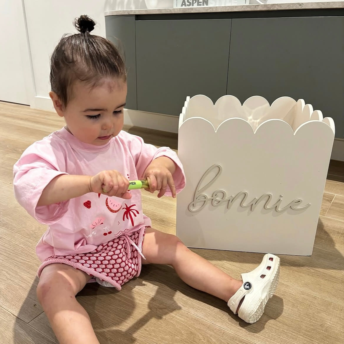 Beige Teddy Toy Box